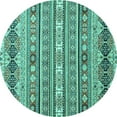 thumbnail image 1 of Ahgly Company Machine Washable Indoor Round Abstract Turquoise Blue Modern Area Rugs, 6' Round, 1 of 4