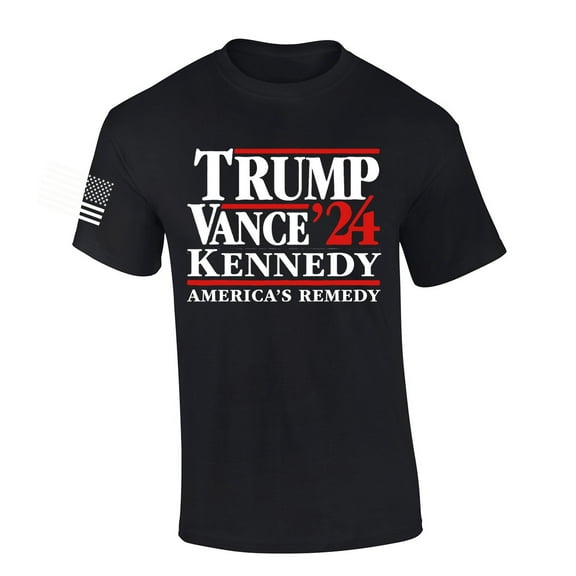 Trenz Shirt Company Trump Vance Kennedy RFK Americas Remedy Campaign Short Sleeve T-shirt-Black-xl