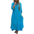 thumbnail image 1 of Falda larga y camisa de vestir lisa de moda para mujer: vestido tipo cárdigan de manga larga, poliéster, tallas S-XXL, adecuado para primavera/otoño, el color blanco puede ser transparente, 1 of 5