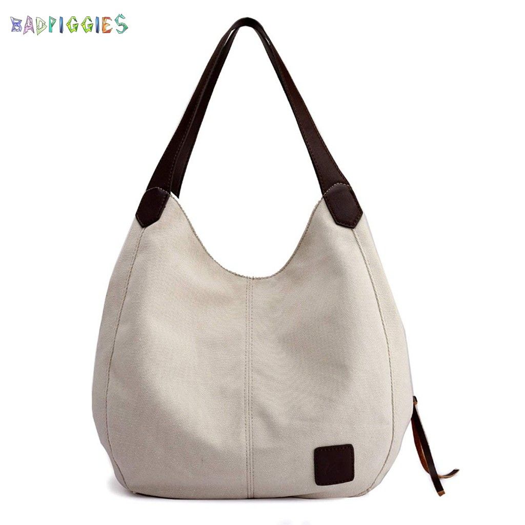 BadPiggies Fashion Women's Multi-pocket Canvas Cross Body Shoudler Bags Handbags Totes Messenger Bag Satchel Purses (White) - image 3 of 9