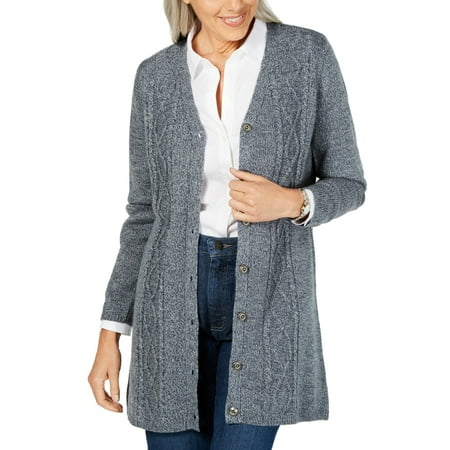 Karen Scott Petite Women's Button-Front Duster Cardigan, Blue, PP