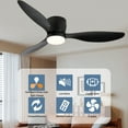 thumbnail image 5 of Ceiling Fans 52" Smart Flush Mount black Ceiling Fans with Lights Remote,Quiet DC Motor,Outdoor Indoor Low Profile Ceiling Fan,Control with WIFI Alexa App,Dimmable,ABS blades,for Modern Bedroom Patio, 5 of 7
