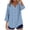 Blue, variant on Fewfanhot Women Gingham Plaid 3/4 Sleeve Blouse, Notched V‑Neck Button Front Tunic Top, Loose Fit Casual Shirt for Ladies