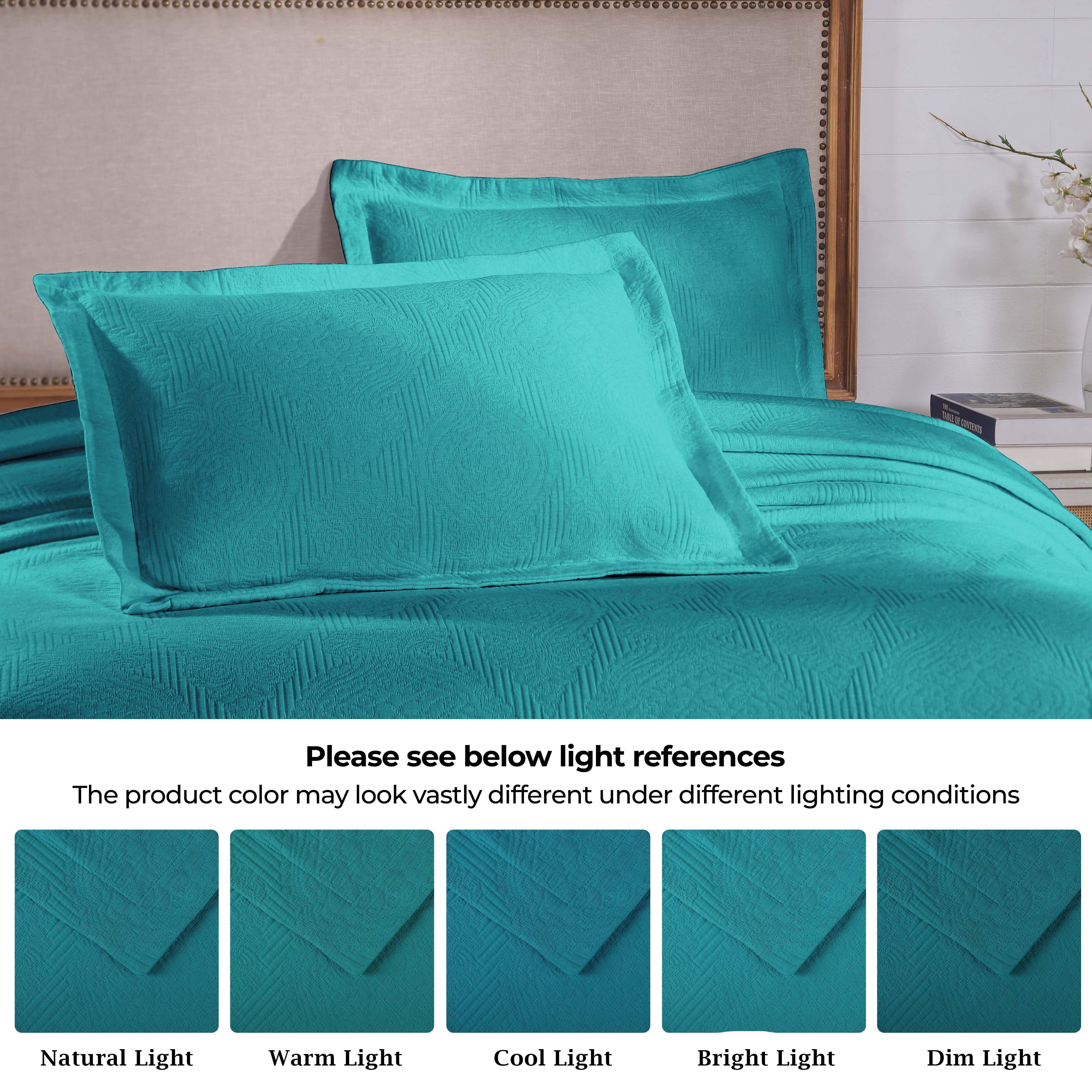 Superior 3-Piece Victory Cotton Matelasse Teal Bedspread Set, Full