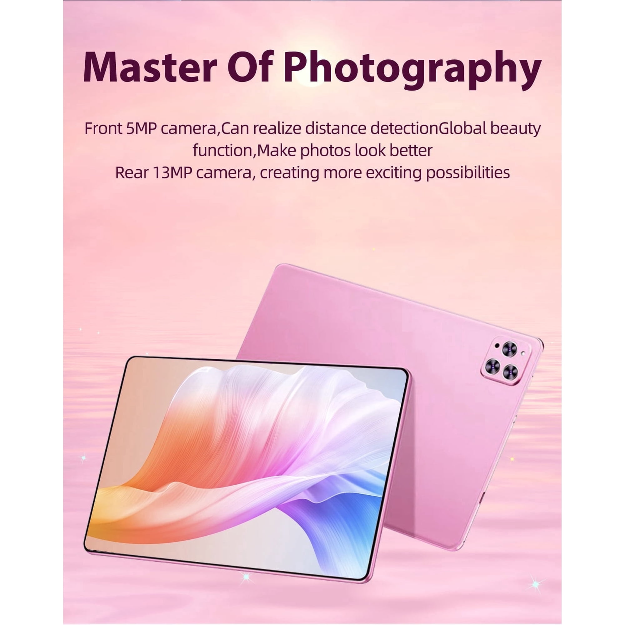 Pink Tablet 1 0.1 Inch 2026 Newest Android 12 Tablet , 5G Wi-Fi Tablet Computer,2 In 1 Tablet with Keyboard, 256GB ROM+8GB RAM ,8-Core Processor,1920 * 1200 IPS,Bluetooth,GPS