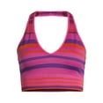 thumbnail image 3 of No Boundaries Juniors' Textured Stripe Halter Bralette, Sizes S-3XL, 3 of 3
