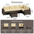 thumbnail image 2 of Asofer 6 Piece Outdoor Patio Conversation Sets，Spacious Patio Sectional Furniture Set with Adjustable Raised feet，Thicken Cushions and a Coffee Table for Courtyard,Poolside,Party,Beige, 2 of 9