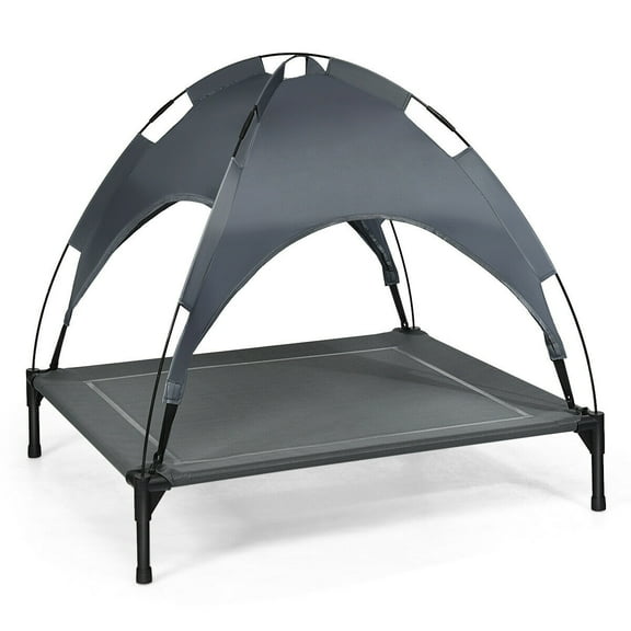 Gymax 36'' Portable Elevated Dog Cot Outdoor Cooling Pet Bed w/ Removable Canopy Shade