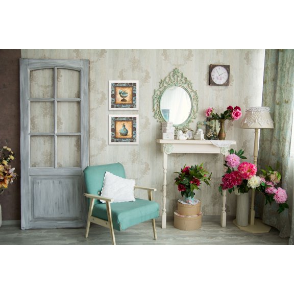 Gango Home Decor Retro Paris Savon and Lotion Bathroom Wall Art; Two Blue 12x12in Art Prints in White Frames