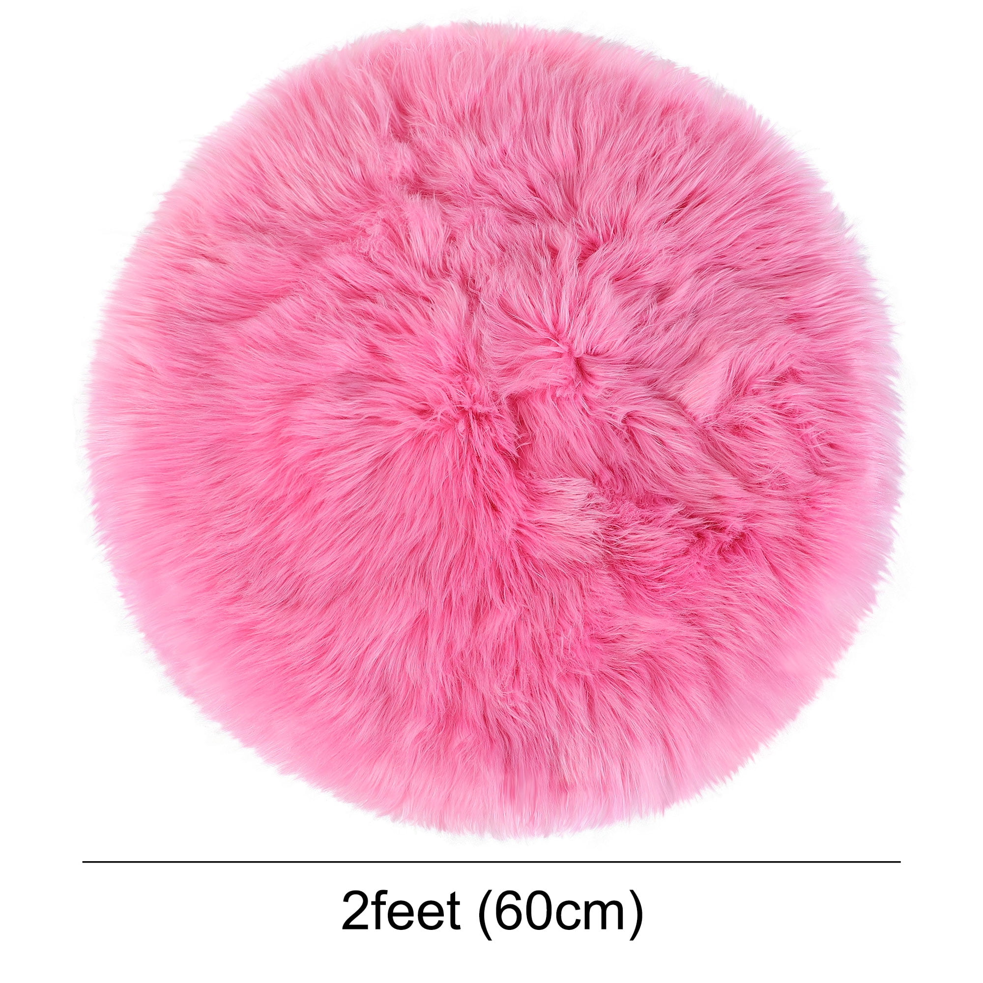 Unique Bargains Artificial Animal Wool Soft Faux Fur Sheepskin Plush Area Rug Rose Red 2x2 Feet Round