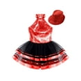 thumbnail image 3 of Miutii Kids Girls Modern Jazz Latin Tap Dance Clothes Shiny Sequins Halter Ballet Tutu Dress with Hat Set Red 6, 3 of 5