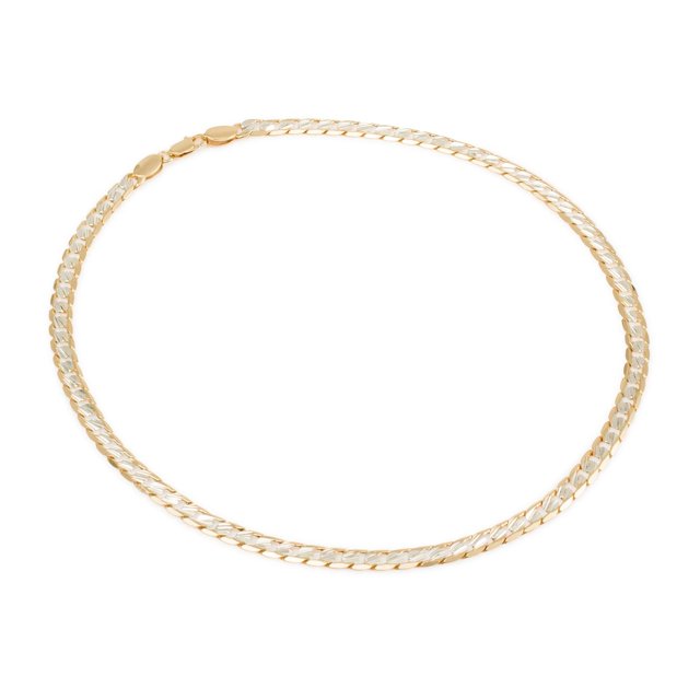 Cadena Collar Barbada Bitono 7mm Unisex 55cm Chapa de Oro 18K Ametrinaa MPCA0021