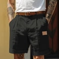 thumbnail image 3 of Mens 5"/ 7" Linen Shorts Drawstring Elastic Waist Shorts with Pockets Flat Front Linen Shorts Cotton Linen Casual Summer Lightweight Vacation Daily Wear Outfit,Black 2XL, 3 of 4