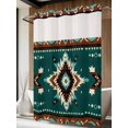 thumbnail image 4 of Southwestern Green No Hook Shower Curtain Waterproof, Bathroom Curtains with Snap in Liners and See Through Top Window, Boho Retro Ethnic Geometric Hotel Style Bathtub Curtains Shower 72"Wx84"L, 4 of 8