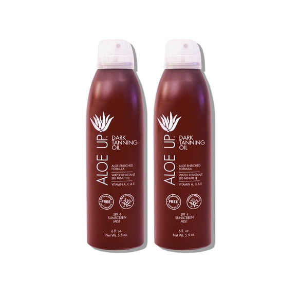 Aceite bronceador en aerosol ALOE UP Quick Dry 177 ml con SPF 4, paquete de 2