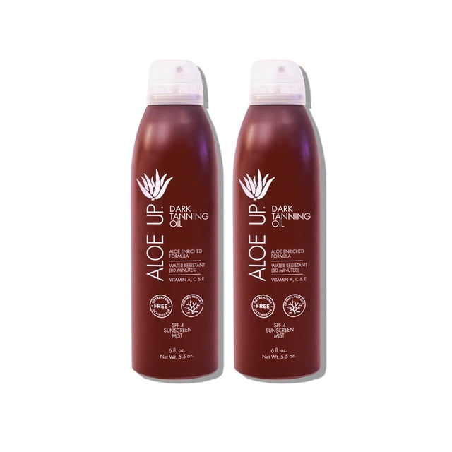 Aceite bronceador en aerosol ALOE UP Quick Dry 177 ml con SPF 4, paquete de 2