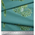 thumbnail image 3 of Soimoi Blue Velvet Fabric Wheat & Clover Leaves Decor Fabric Printed Yard 58 Inch Wide, 3 of 3