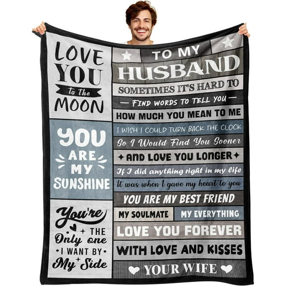 Husband Birthday Gifts - Unique Wedding Anniversary Romantic Gifts for Husband from Wife - Fathers Day Christmas Valentines Day Birthday Presents for Him - to My Man Blanket 50"x60"