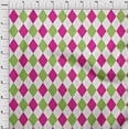 thumbnail image 4 of oneOone Velvet Pink & Green Fabric Check Argyle Craft Projects Decor Fabric Printed By The Yard 58 Inch Wide, 4 of 5