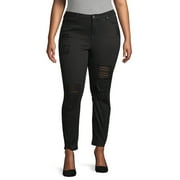 Almost Famous Juniors' Plus Size Destructed Ankle Jean
