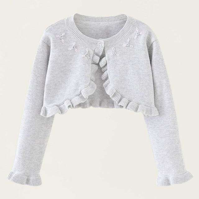 Mgmyaa Cardigan Tricoté pour Filles Manches Longues Col Rond Tenue Décontractée Automne Hiver Veste Confortable pour 1-10 Ans