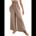thumbnail image 1 of Pantalones Palazzo de para Mujer, de Pierna , Estilo Bohemio, de Cintura Alta, Informales, para Estar en Casa, para Vacaciones en la Playa. Caqui L, 1 of 10