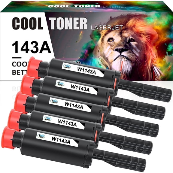 Cool Toner Compatible Toner for HP 143A W1143A for Neverstop Laser 1001nw MFP 1201n 1202nw Printer (Black, 5 Pack)