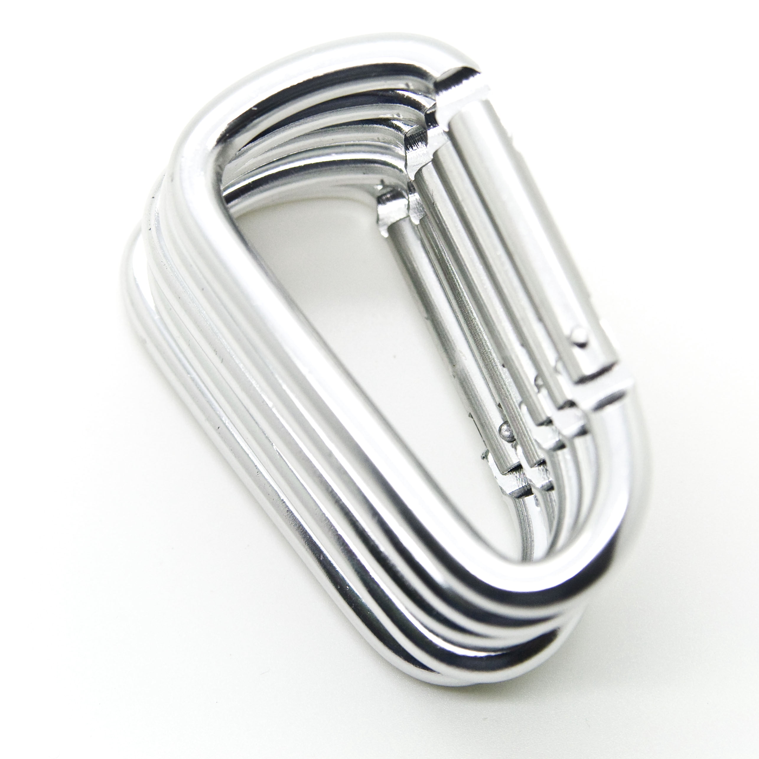 Pack 50 pcs - 3 inch Silver Aluminum Carabiner D Shape Buckle Pack, Keychain Clip, Spring Snap Key Chain Clip Hook Buckle