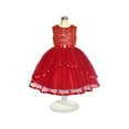 thumbnail image 2 of Robe de Demoiselle d'Honneur pour Fille, Rouge Foncé, Paillettes, Mariage, Fête, 12 Ans, 2 of 8