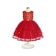 thumbnail image 2 of Vestido de Niña Florista Rojo Oscuro con Lentejuelas Dama de Honor Boda Fiesta 5 Años, 2 of 8