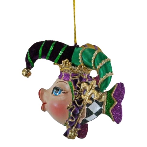 Katherine's Collection Jester Kissing Fish Mardi Gras Holiday Ornament