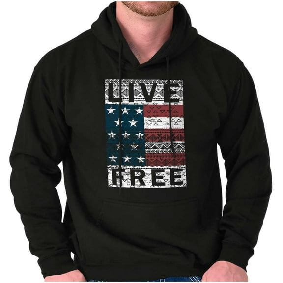 Live Free Geometric American Flag USA Hoodie Sweatshirt Women Men Brisco Brands M