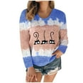 thumbnail image 2 of Hauts d'Entraînement pour Femmes, T-Shirt à Col Rond Imprimé Patchwork avec Nœud, Blouse Décontractée en Liquidation, 2 of 7