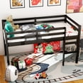 thumbnail image 2 of Miniyam Wood Twin Size Loft Bed for Kids, Space-Saving Design, Black, 2 of 7