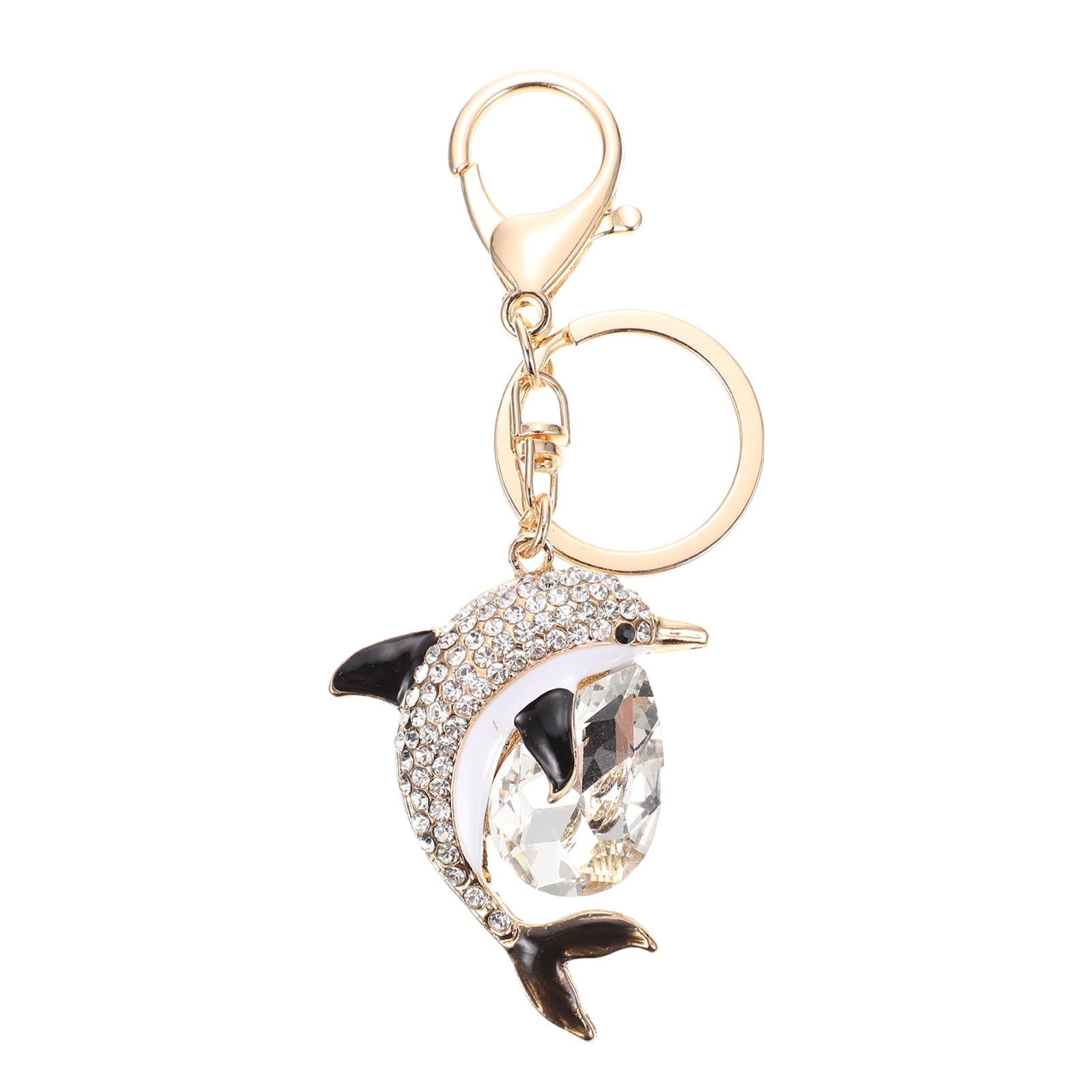 Prosperveil 5PCS Rhinestone Keyrings DIY 5D Diamond Drawing Dolphin Kits Crystal Keychain Keyrings for Women Girls Bag Purse Handbag Charms Pendant Gift