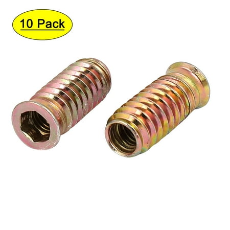 

Wood Furniture Insert Interface Hex Socket E-Nut Bronze Tone M8x30mm 10pcs