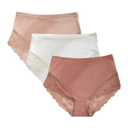 Baywell Women s Briefs Underwear Cotton High Waist Tummy Control Panties Lace Jacquard Ladies Panty