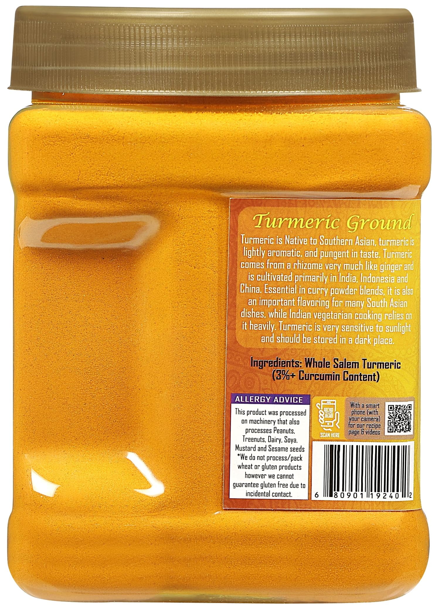 Rani Turmeric (Haldi) Root Powder Spice, (High Curcumin Content) 16oz (1lb) 454g PET Jar, Pack of 6 ~ All Natural | 100% Pure, Salt Free | Vegan | Gluten Friendly | NON-GMO | Indian Origin