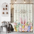 thumbnail image 3 of Shower Curtain for Bathroom Easter Egg Cute Rabbit Tail Waterproof Bath Curtains Shower Curtains with Hooks,Beige Plank Pastoral Floral Bathroom Curtain Privacy Drapes for Bathtubs Toilet 72x72in, 3 of 9