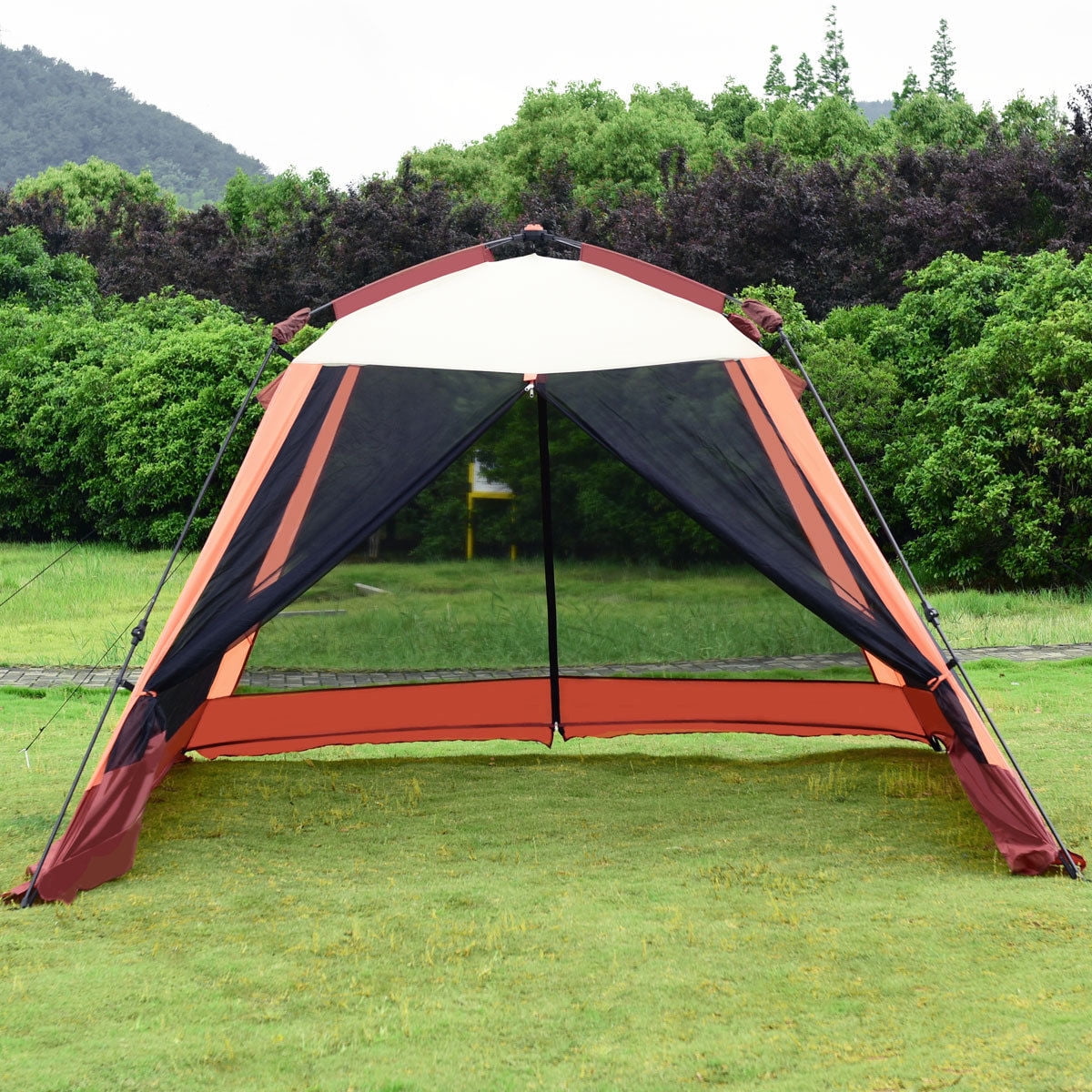 Gymax Portable 6 Person Automatic Pop Up Family Tent Easy Set-up ...