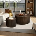 thumbnail image 4 of Gexpusm Round Coffee Table Set of 2, Handcraft Nesting with Small End Table for Living Room, Apartment,Solid Wood , Chocolate, 4 of 7