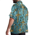 thumbnail image 3 of Easter Cross Men's Short Sleeve Poplin Shirt, Casual Printed Beach Button Down Summer Unisex Shirts, 3 of 6