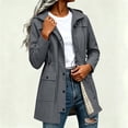 thumbnail image 2 of CFLVAEK Long Raincoat for Women Waterproof Lightweight Hooded Rain Jackets Drawstring Waisted Outdoor Hiking Windbreaker Dark Gray L, 2 of 10