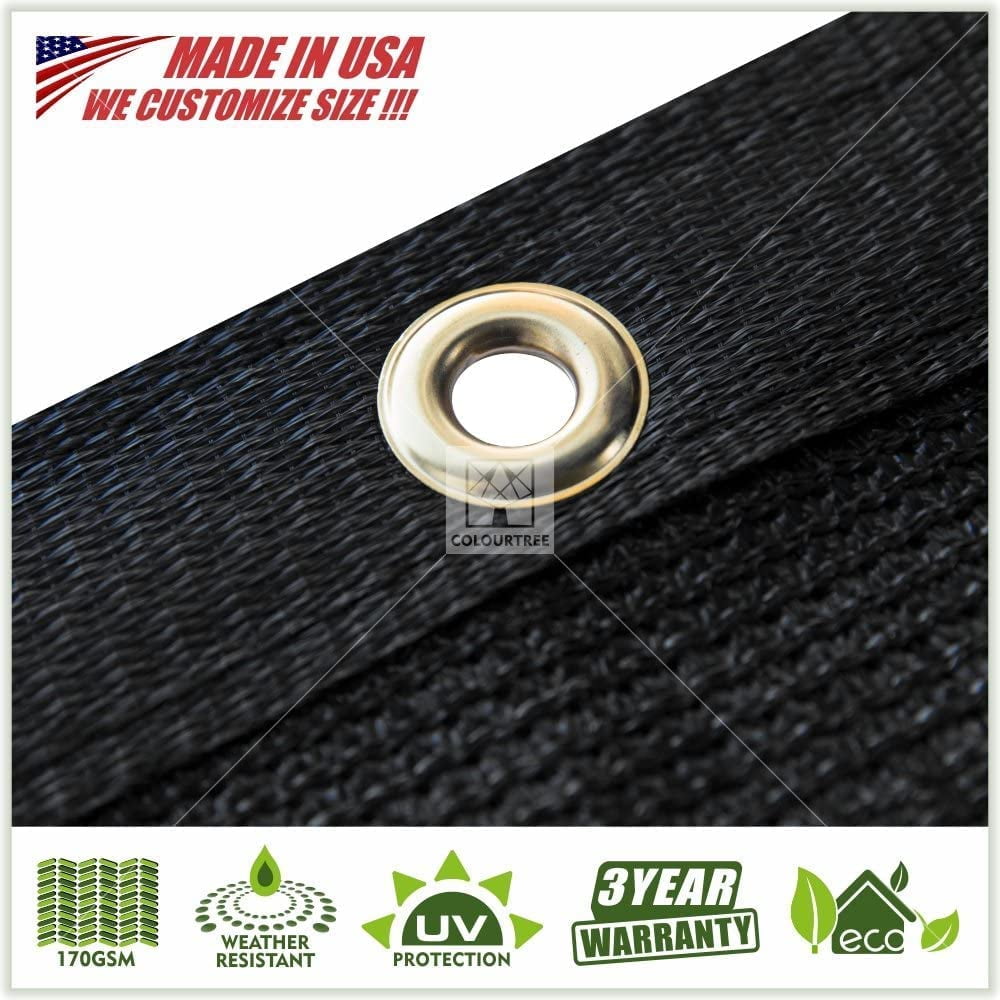 ColourTree 3' x 50' Black Fence Privacy Screen Windscreen Cover Shade Fabric Cloth, 90% Visibility Blockage, with Grommets, Heavy Duty Commercial Grade, Zip Ties Included - (We Make Custom Size)