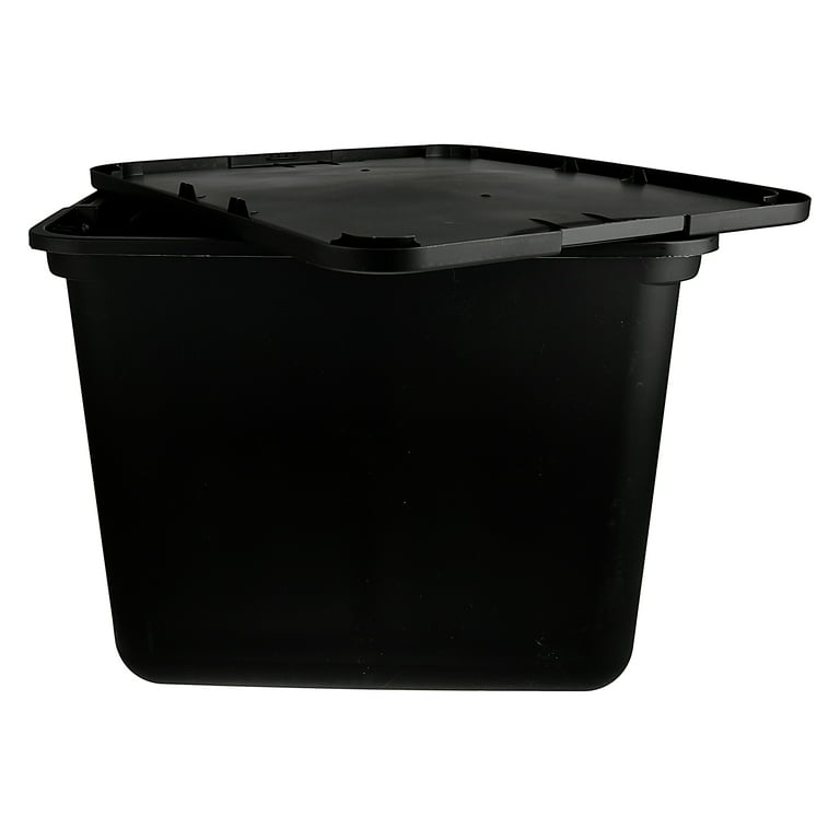 Black Rectangular Bucket 5.3-Gallon Bucket with Black Snap-on Lid, 8 Pack