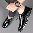 thumbnail image 6 of Mens Casual Oxfords Leather Business Office Loafers Comfortable Fashion Lace-up Formal Flat Shoes Black 11.5 US, 6 of 7