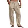 thumbnail image 4 of Pantalones Casuales de Color Sólido de Verano de Moda Mezcla de Lino de Poliéster para Hombres, 4 of 9