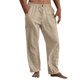 thumbnail image 4 of Pantalones Casuales de Color Sólido de Verano de Moda Mezcla de Lino de Poliéster para Hombres, 4 of 9