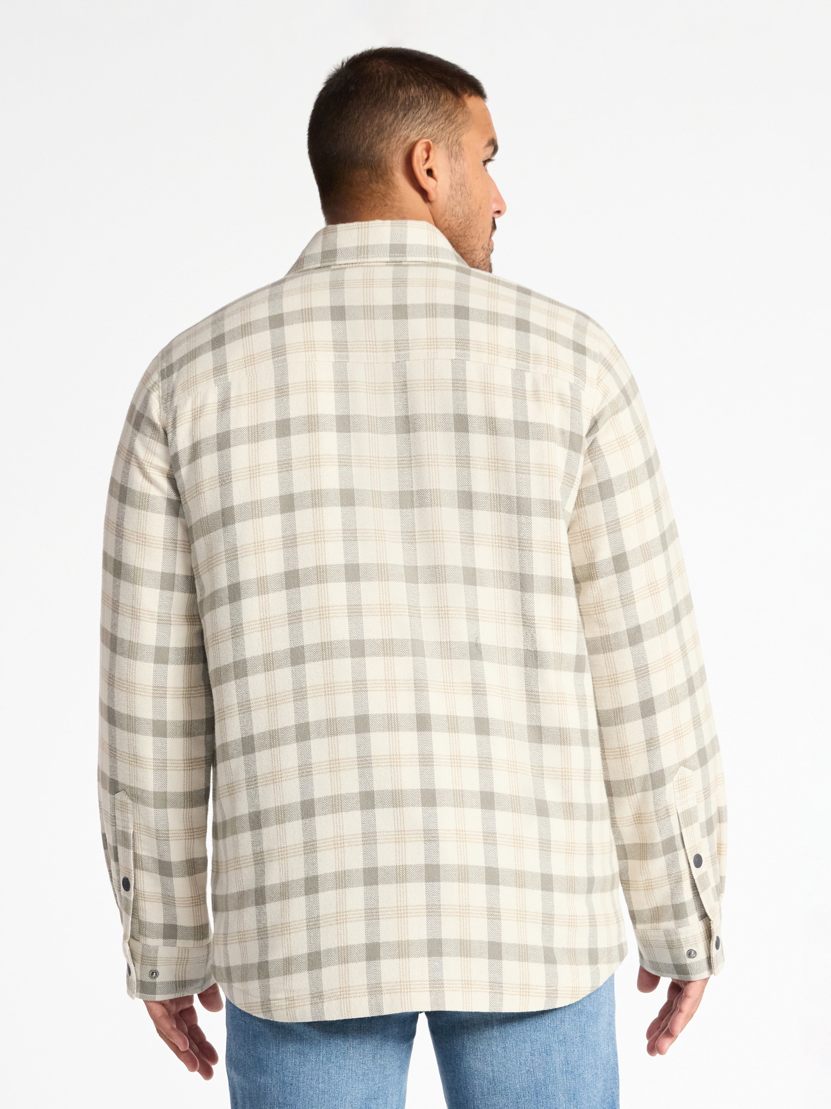 George Men's Shirt Jacket with Long Sleeves, High Pile Fleece Lining, Sizes S-3XL