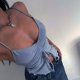 thumbnail image 4 of Top corto de verano para mujer, Top ajustado con tirantes finos y cuello en V con cordón y espalda descubierta para mujer, azul L, 4 of 8